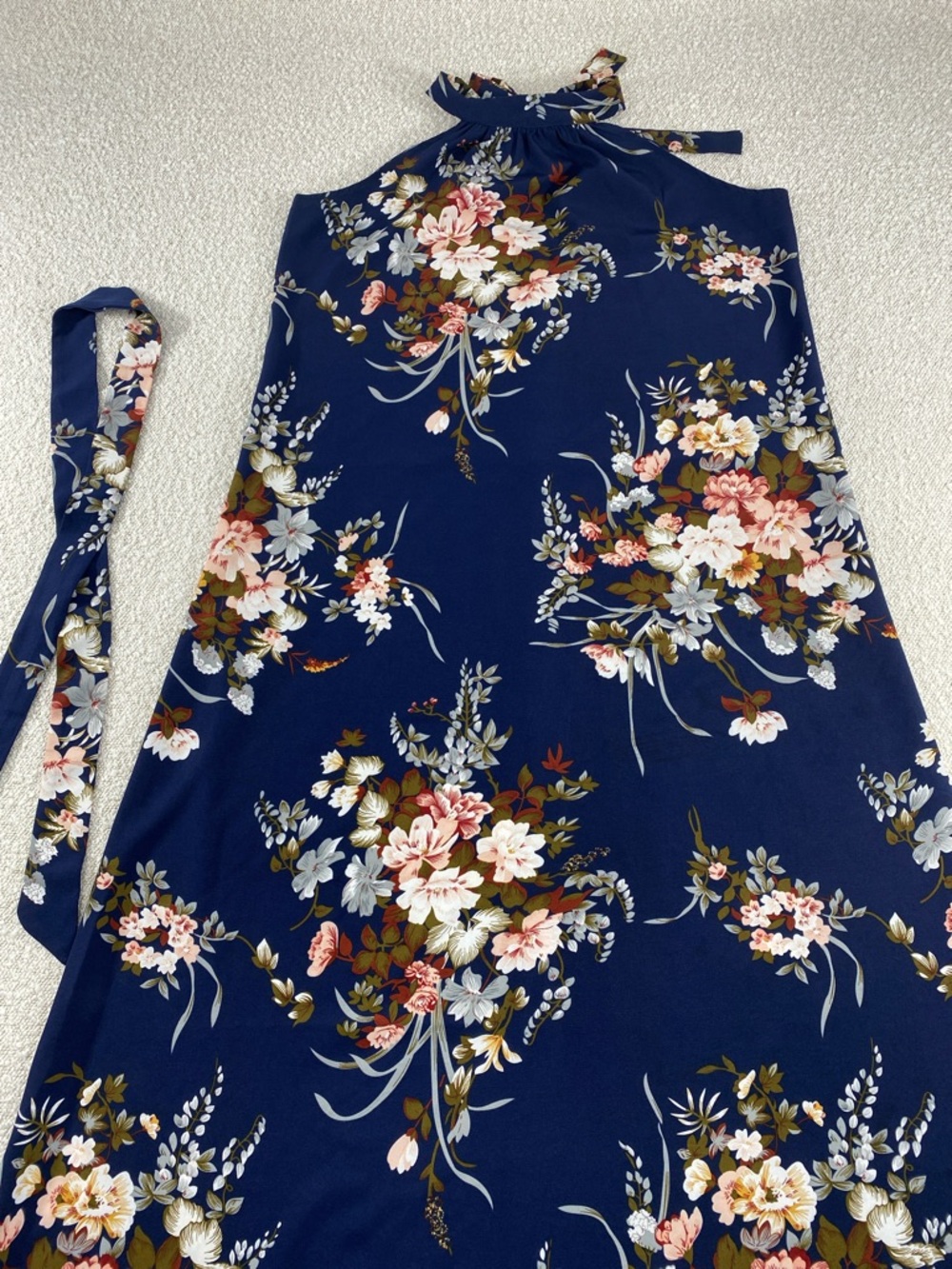 Neck tie long dress summer spring wedding outings lightweight size medium/large